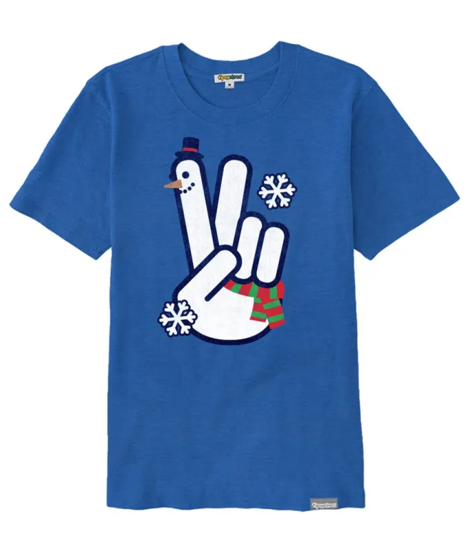 Women's Peace, Love, and Snow Oversized Boyfriend Tee made by Tipsy Elves