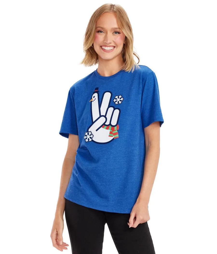 Women's Peace, Love, and Snow Oversized Boyfriend Tee sold by Tipsy Elves product image thumbnail 2