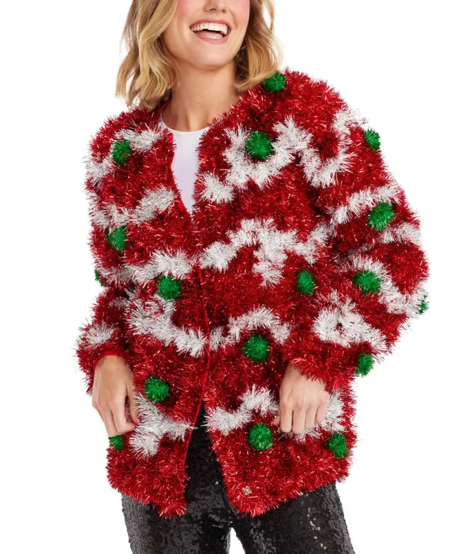 Women's Decked in Red Christmas Cardigan Sweater sold by Tipsy Elves