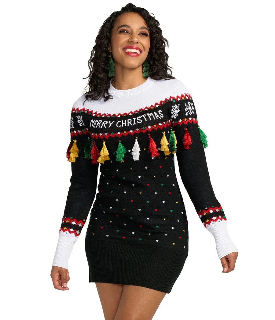 Women's Merry Christmas Tassel Sweater Dress sold by Tipsy Elves