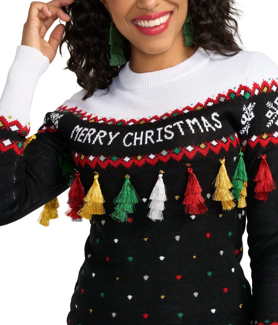 Women's Merry Christmas Tassel Sweater Dress sold by Tipsy Elves product image thumbnail 3