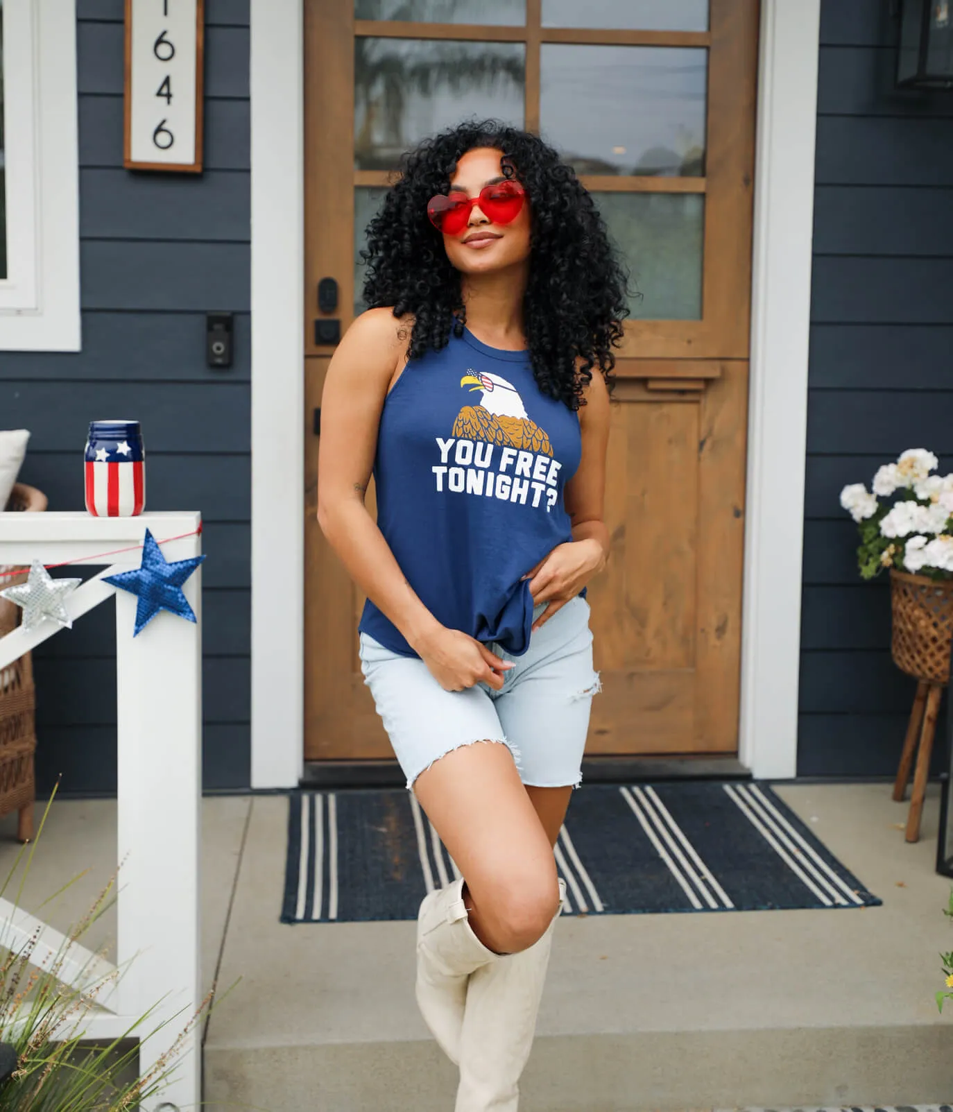 Women's You Free Tonight? Tank Top sold by Tipsy Elves product image thumbnail 5