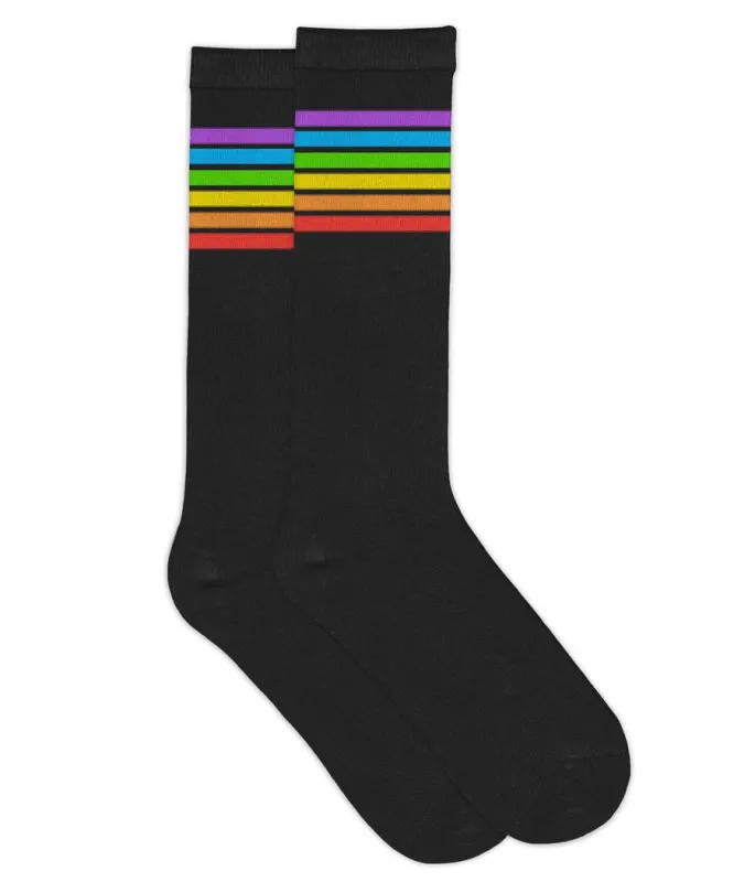 Women's Black Rainbow Socks (Fits Sizes 6-11W) made by Tipsy Elves
