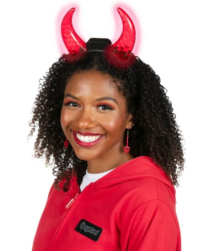 Light Up Devil Horn Headband sold by Tipsy Elves
