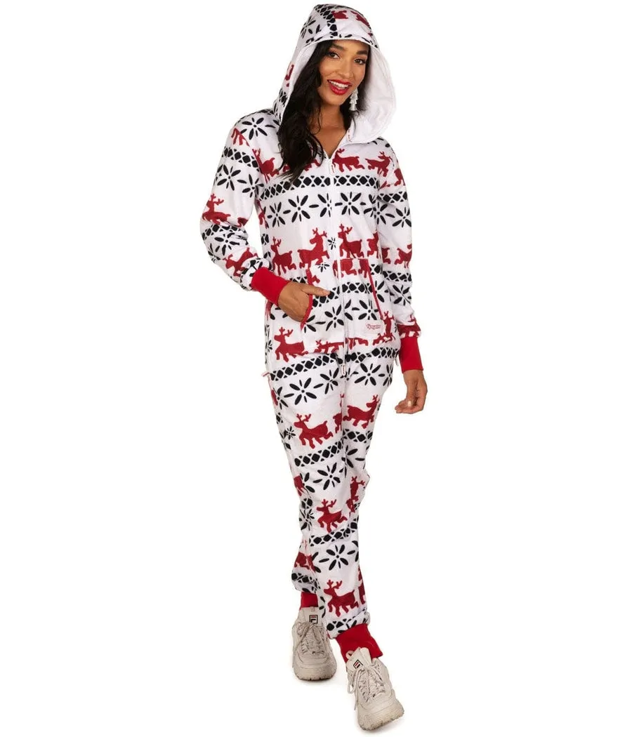Women's Red and White Reindeer Jumpsuit sold by Tipsy Elves product image thumbnail 2