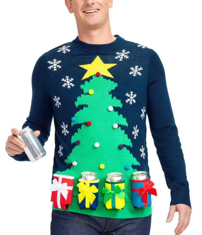Men's Christmas Tree with Beer Holsters Ugly Christmas Sweater sold by Tipsy Elves