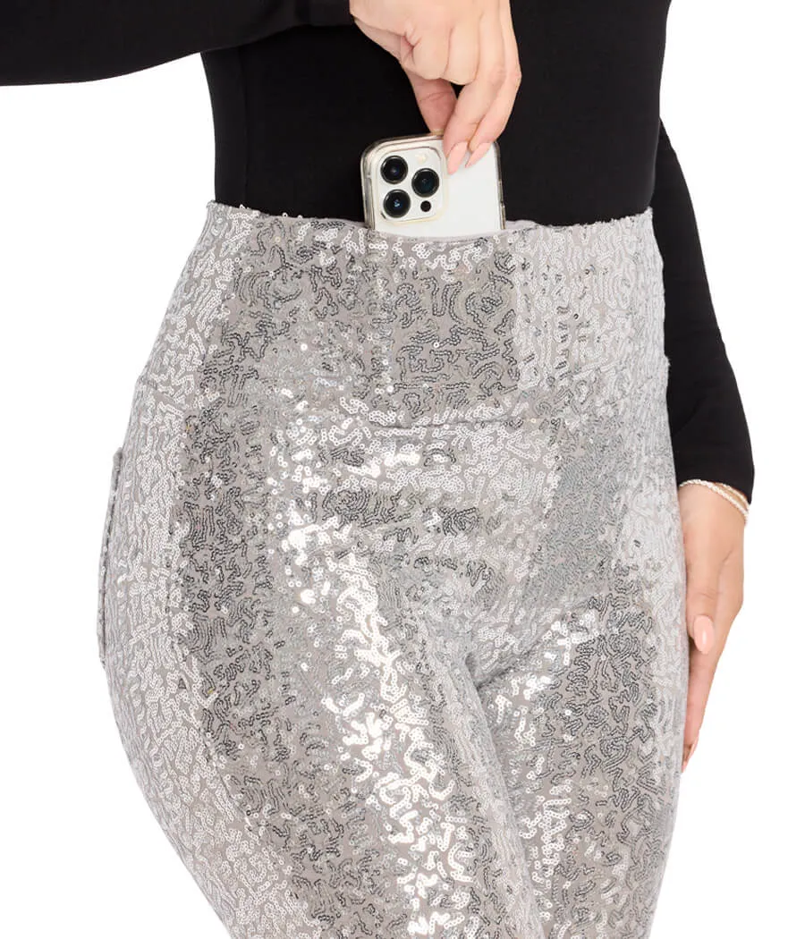 Silver Sequin Flare Leggings sold by Tipsy Elves product image thumbnail 3