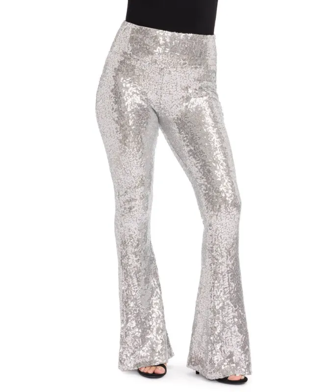Silver Sequin Flare Leggings sold by Tipsy Elves