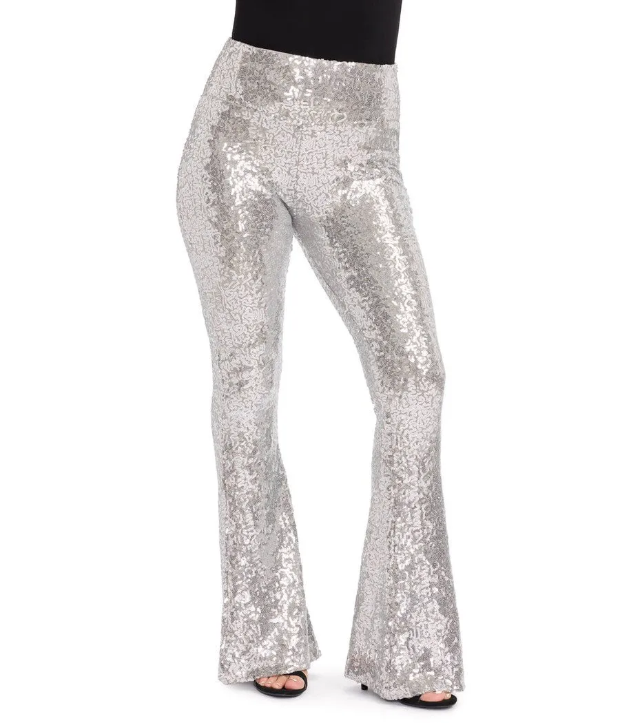 Silver Sequin Flare Leggings sold by Tipsy Elves