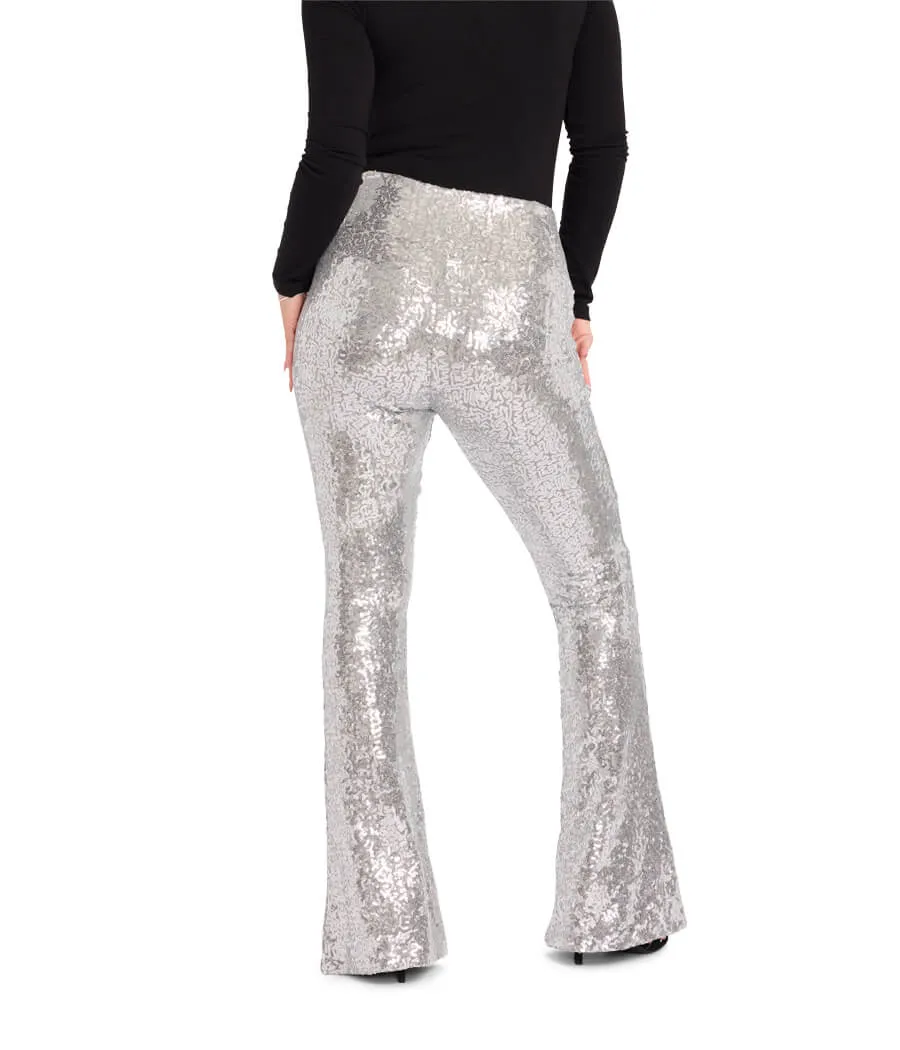 Silver Sequin Flare Leggings sold by Tipsy Elves product image thumbnail 2