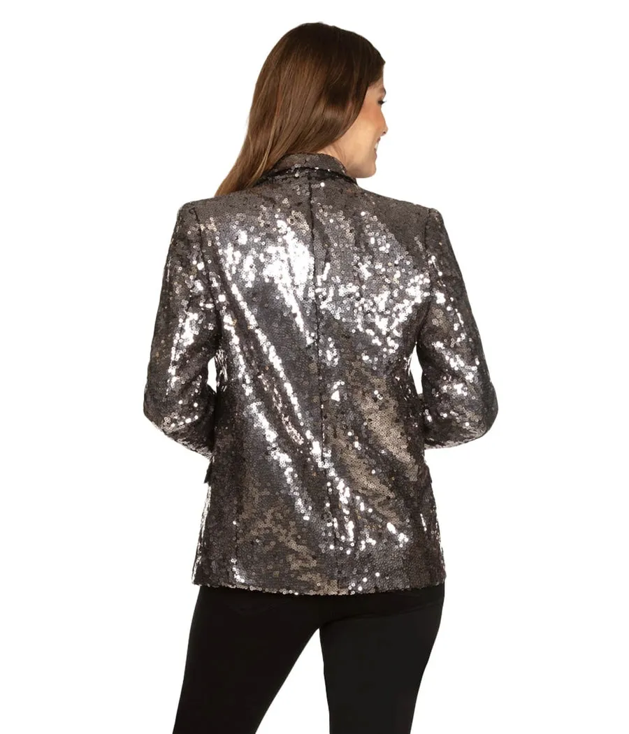 Women's Silver Sequin Blazer sold by Tipsy Elves product image thumbnail 3