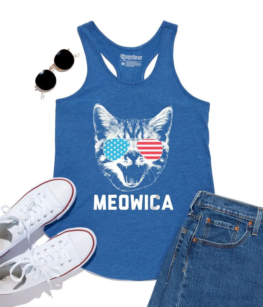 Women's Blue Meowica Tank Top sold by Tipsy Elves