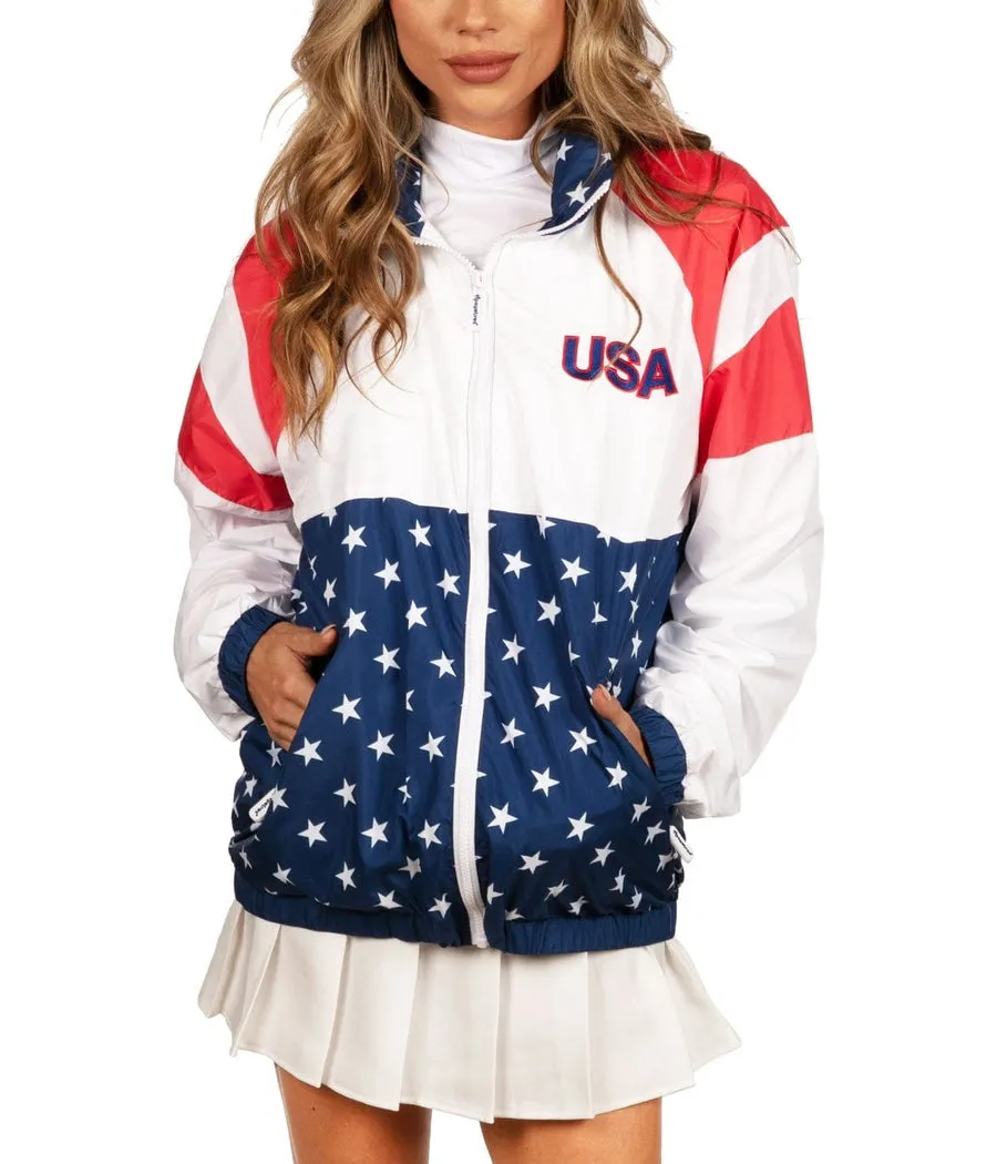 Women's USA Windbreaker Jacket sold by Tipsy Elves