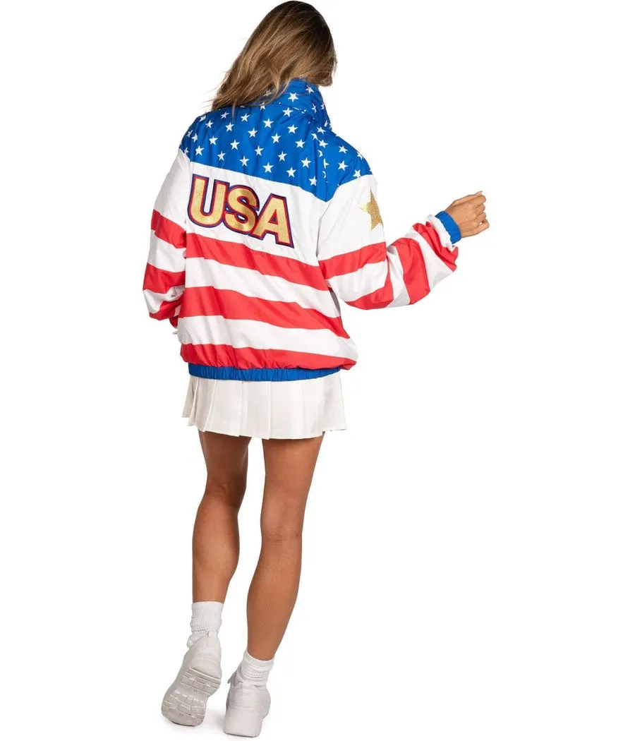 Women's American Flag Windbreaker Jacket sold by Tipsy Elves product image thumbnail 3