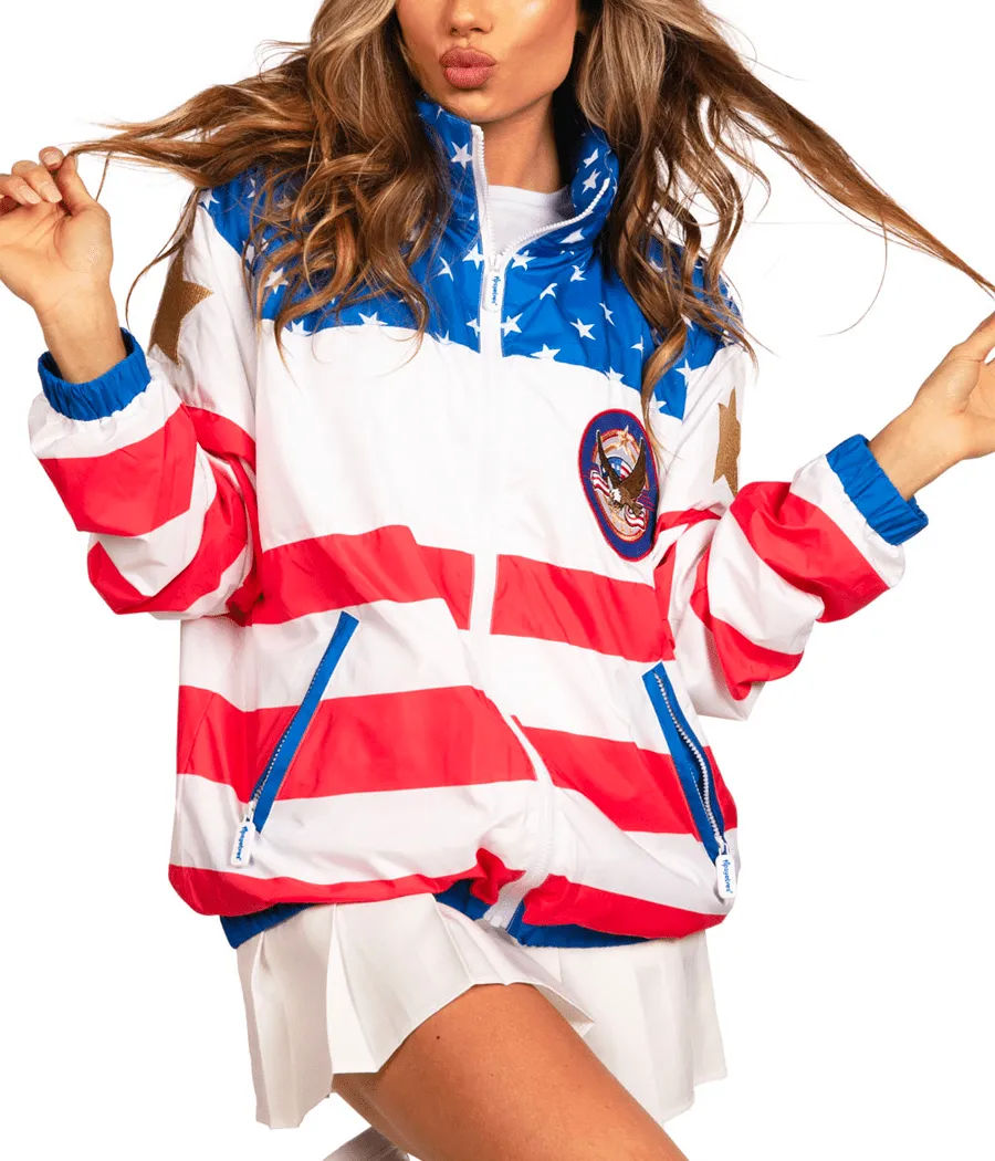 Women's American Flag Windbreaker Jacket sold by Tipsy Elves product image thumbnail 4