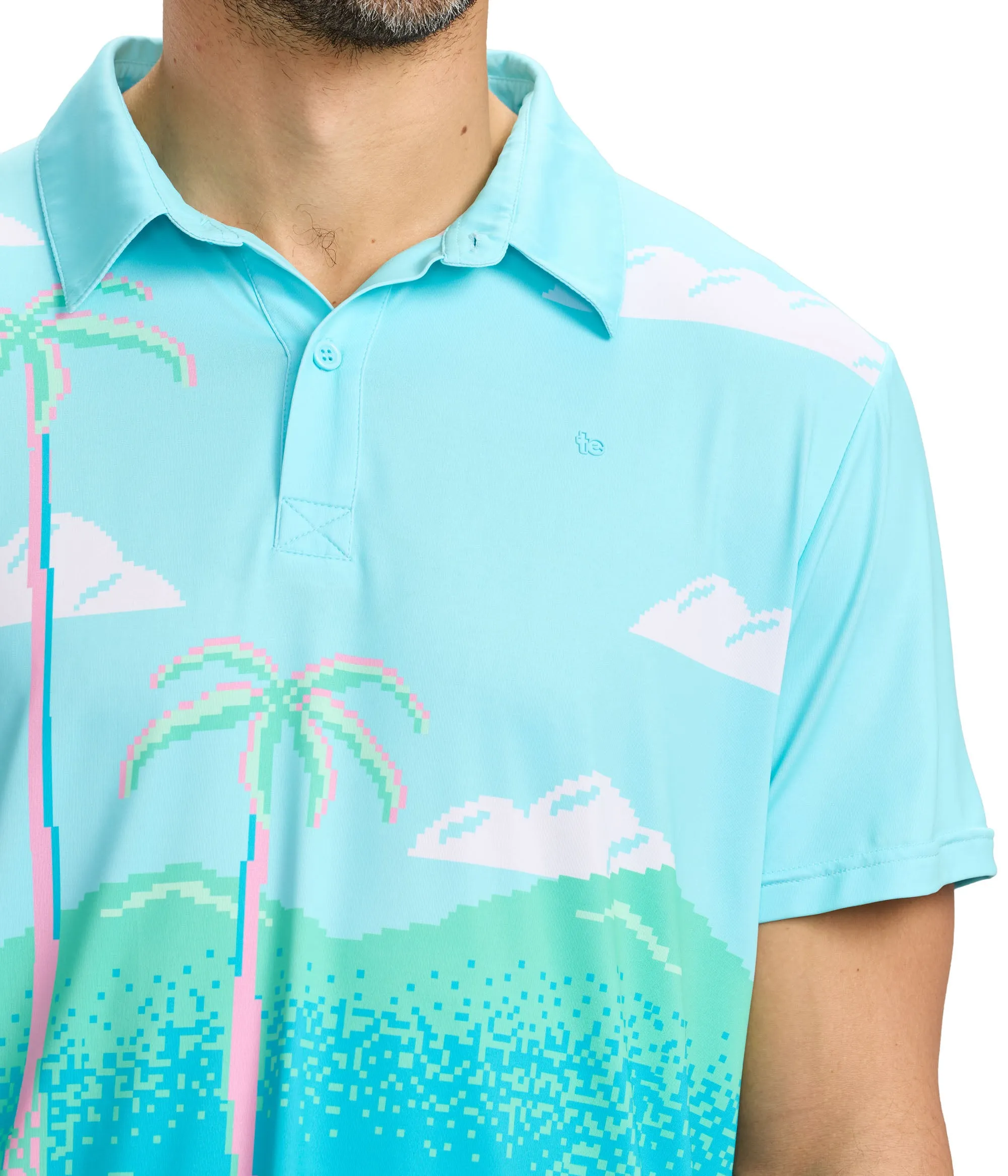 Men's 8-Bit Paradise Golf Polo sold by Tipsy Elves product image thumbnail 4