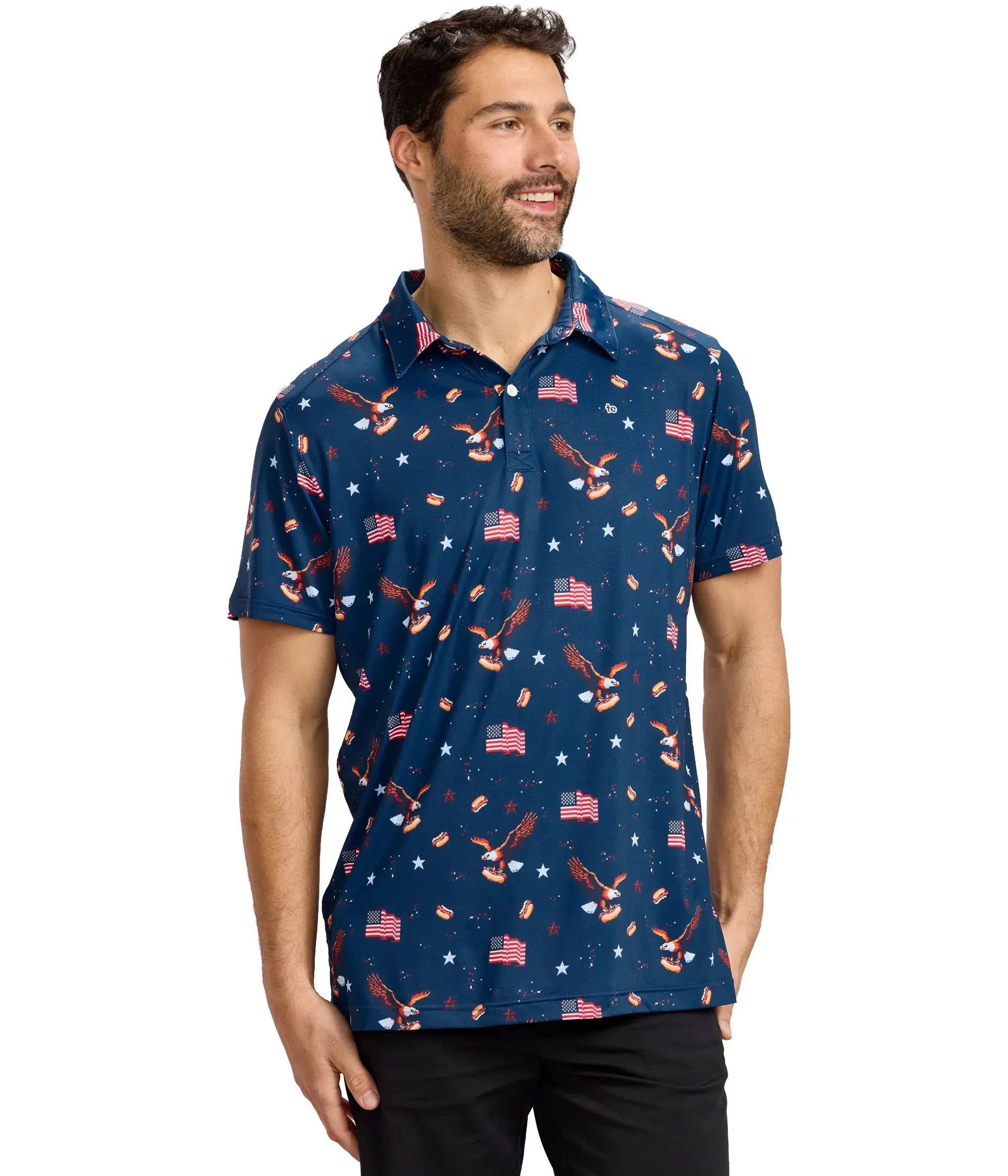 Men's 8-Bit Eagle Performance Polo sold by Tipsy Elves product image thumbnail 2