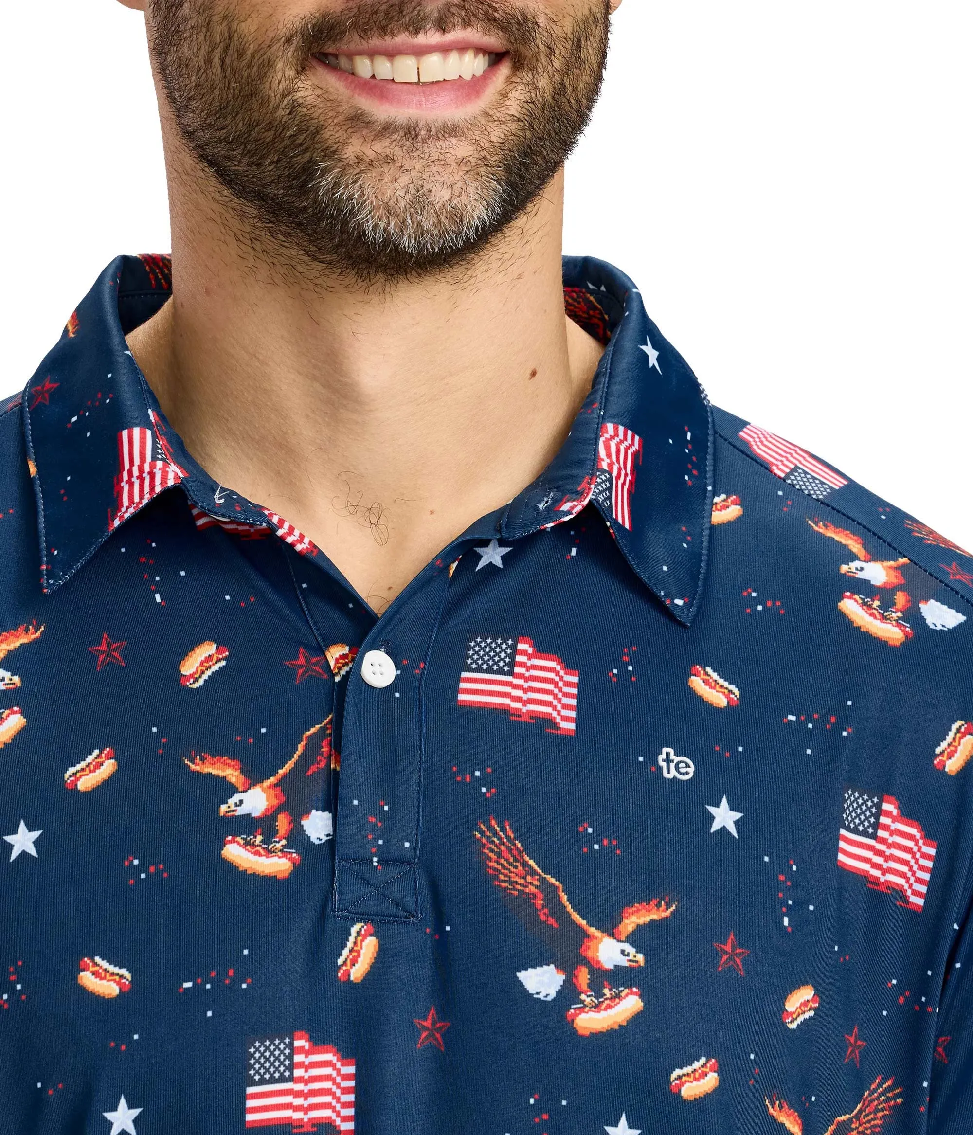 Men's 8-Bit Eagle Performance Polo sold by Tipsy Elves product image thumbnail 5