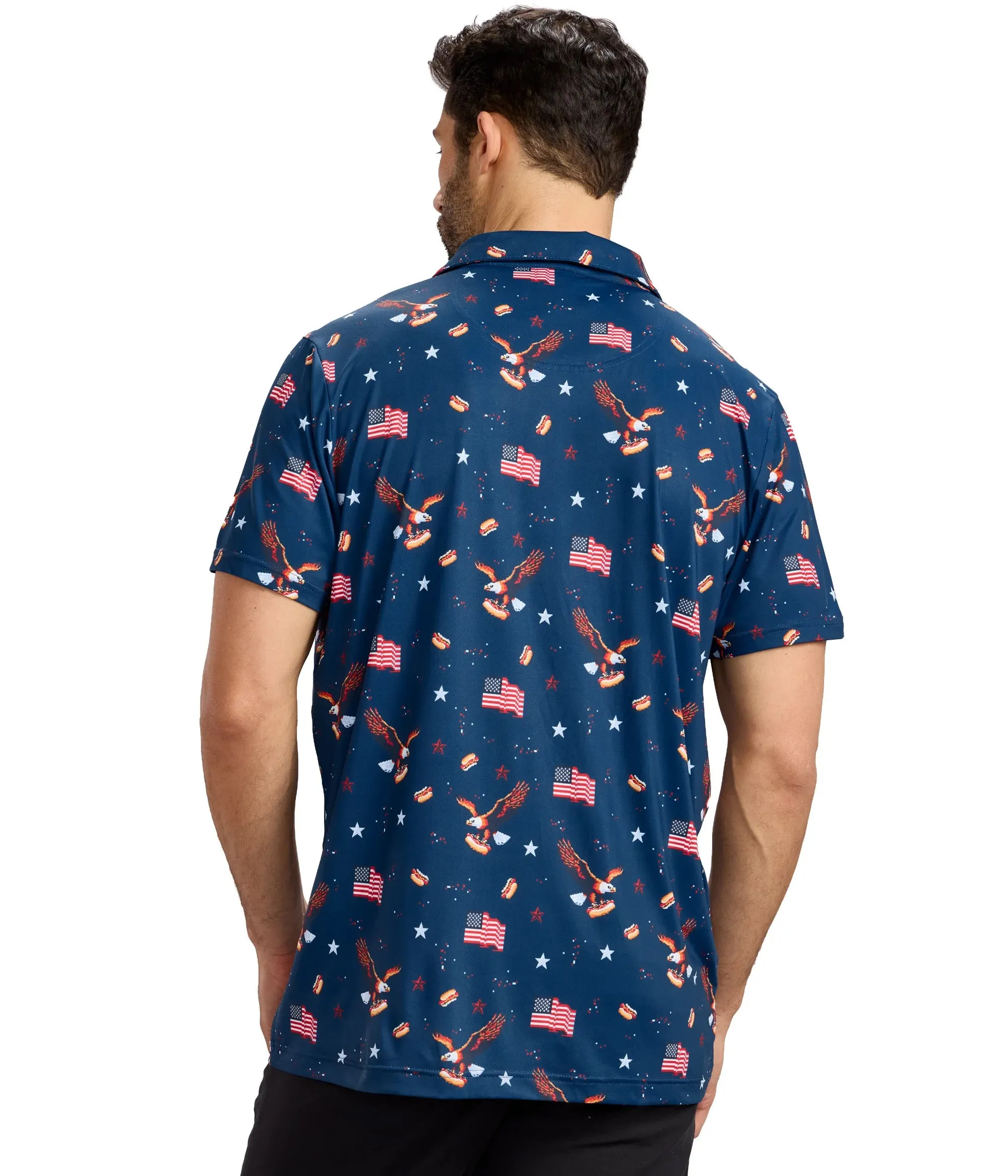 Men's 8-Bit Eagle Performance Polo sold by Tipsy Elves product image thumbnail 3