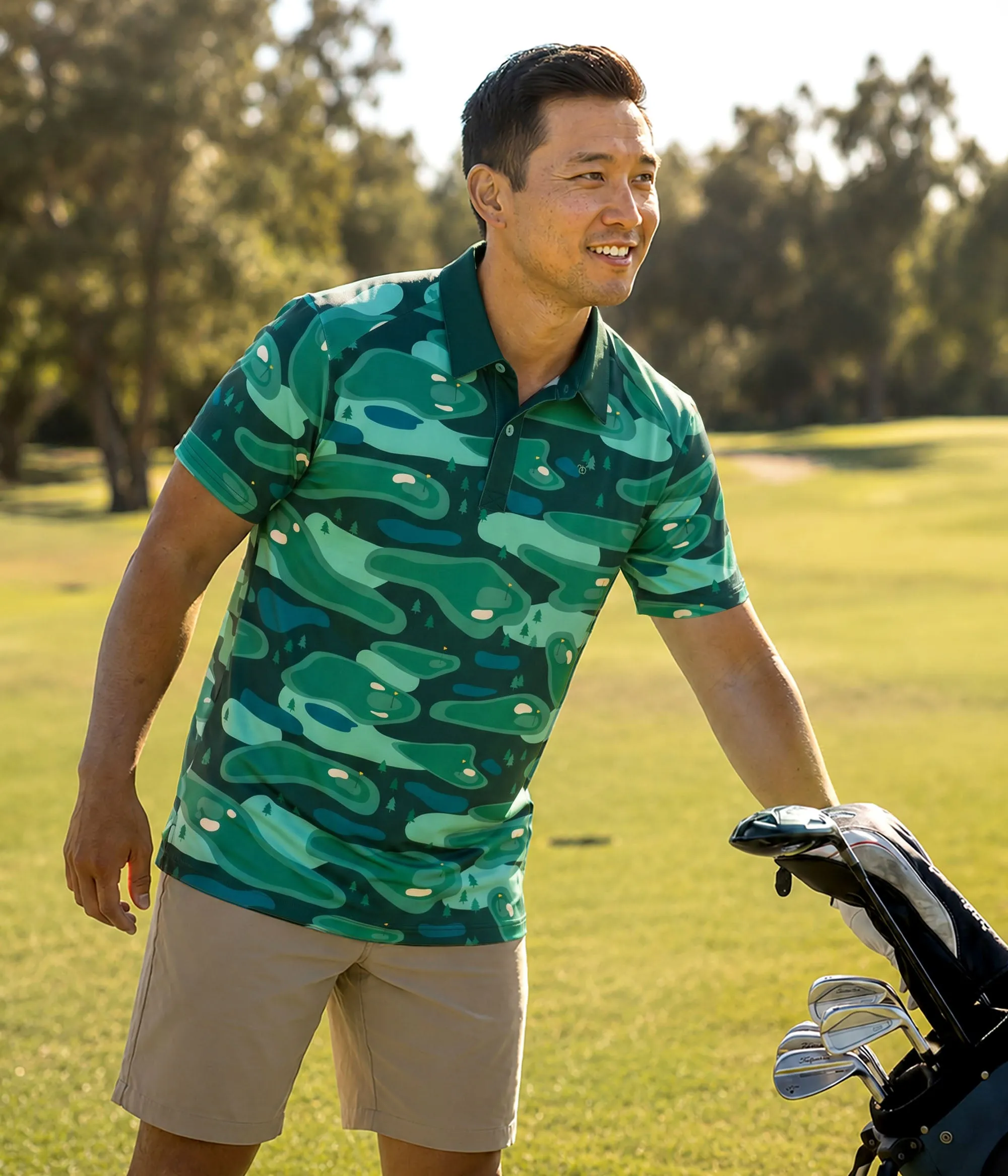 Men's Course Camo Golf Polo sold by Tipsy Elves