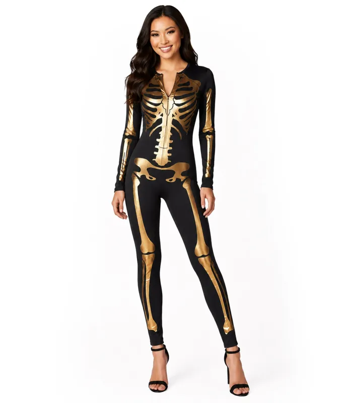 Gold Skeleton Bodysuit Costume made by Tipsy Elves
