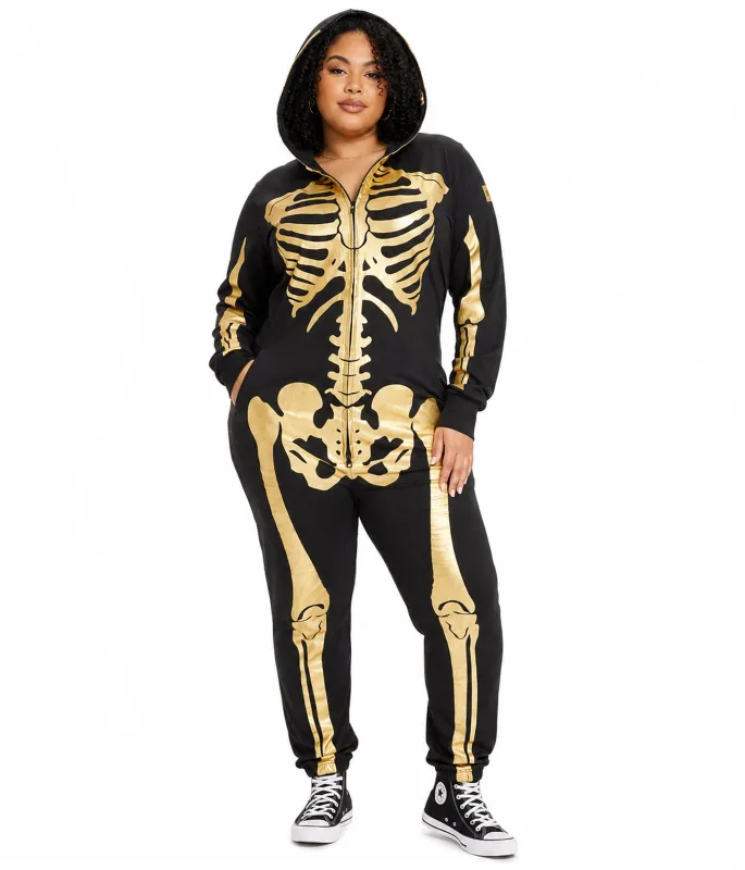 Women's Gold Skeleton Plus Size Costume made by Tipsy Elves
