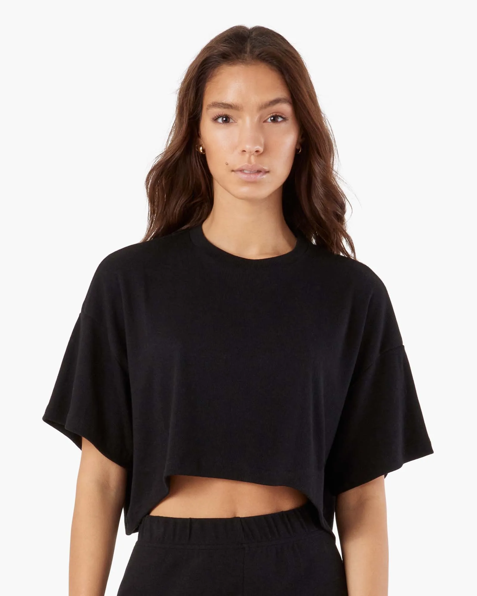 Light Rib Cropped Tee - Black sold by TKEES product image thumbnail 2
