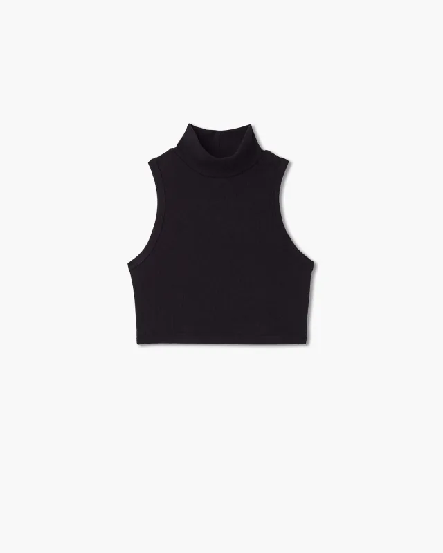 Light Rib Mockneck Tank - Black sold by TKEES