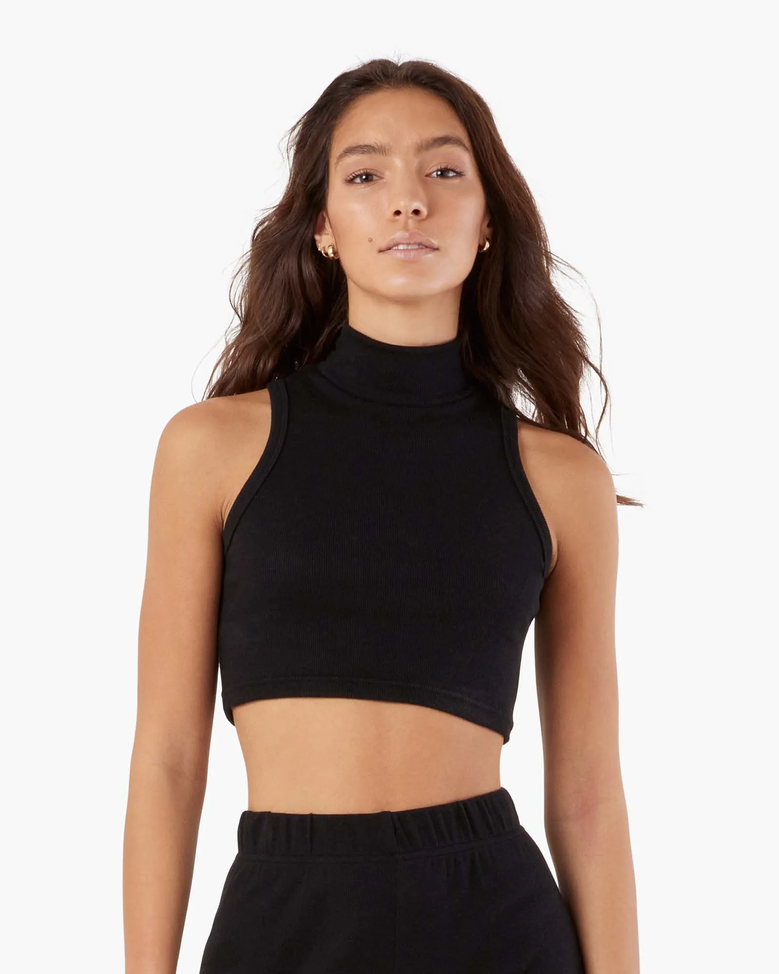 Light Rib Mockneck Tank - Black sold by TKEES product image thumbnail 2