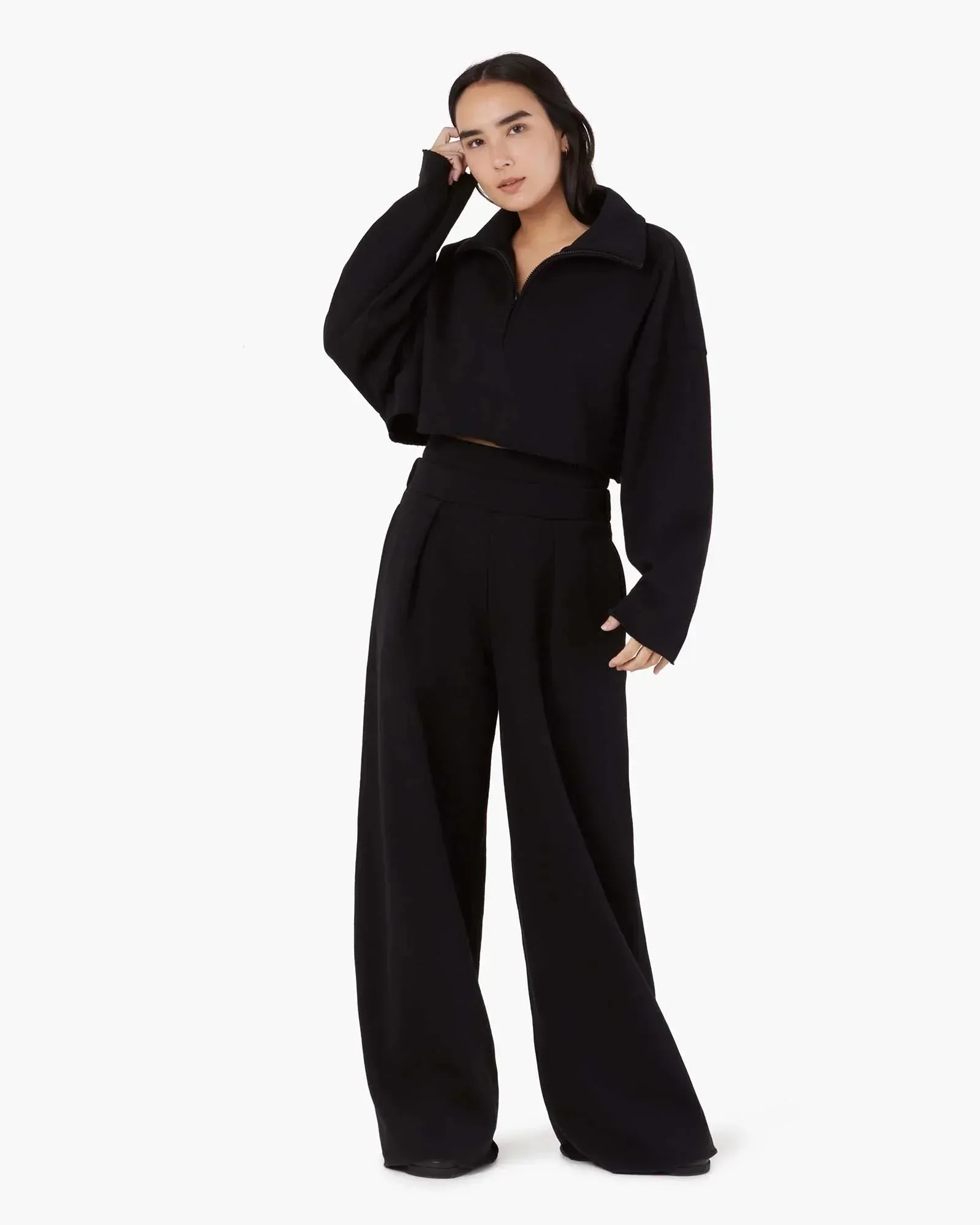 Core Fleece Cropped Half Zip - Black sold by TKEES product image thumbnail 3