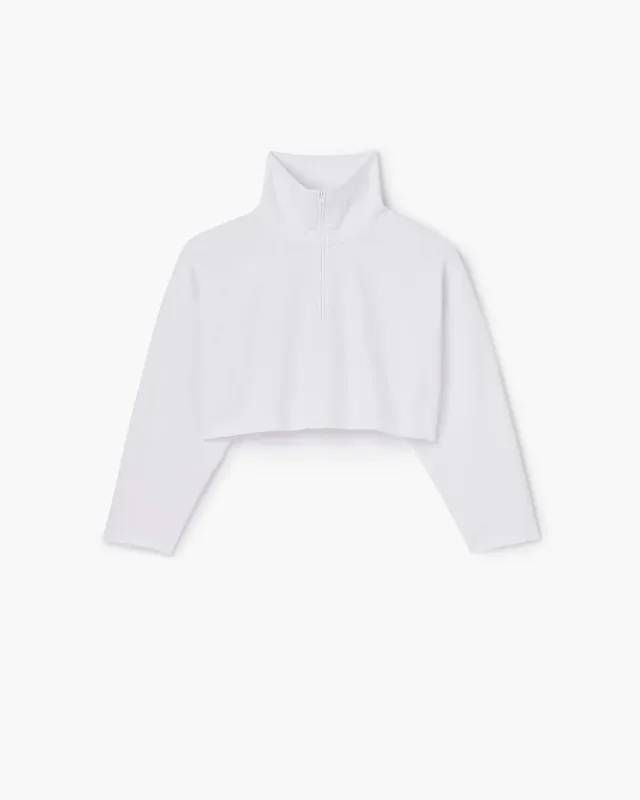 Core Fleece Cropped Half Zip - White sold by TKEES