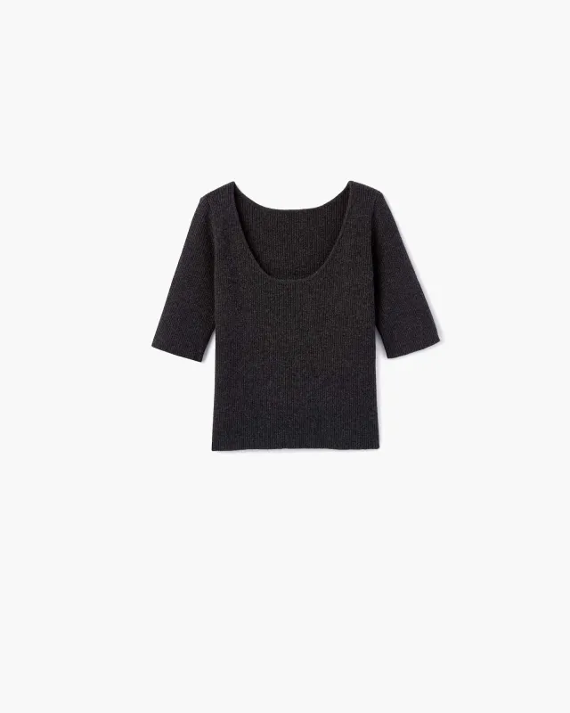 Ribbed Ballet Tee - Charcoal sold by TKEES