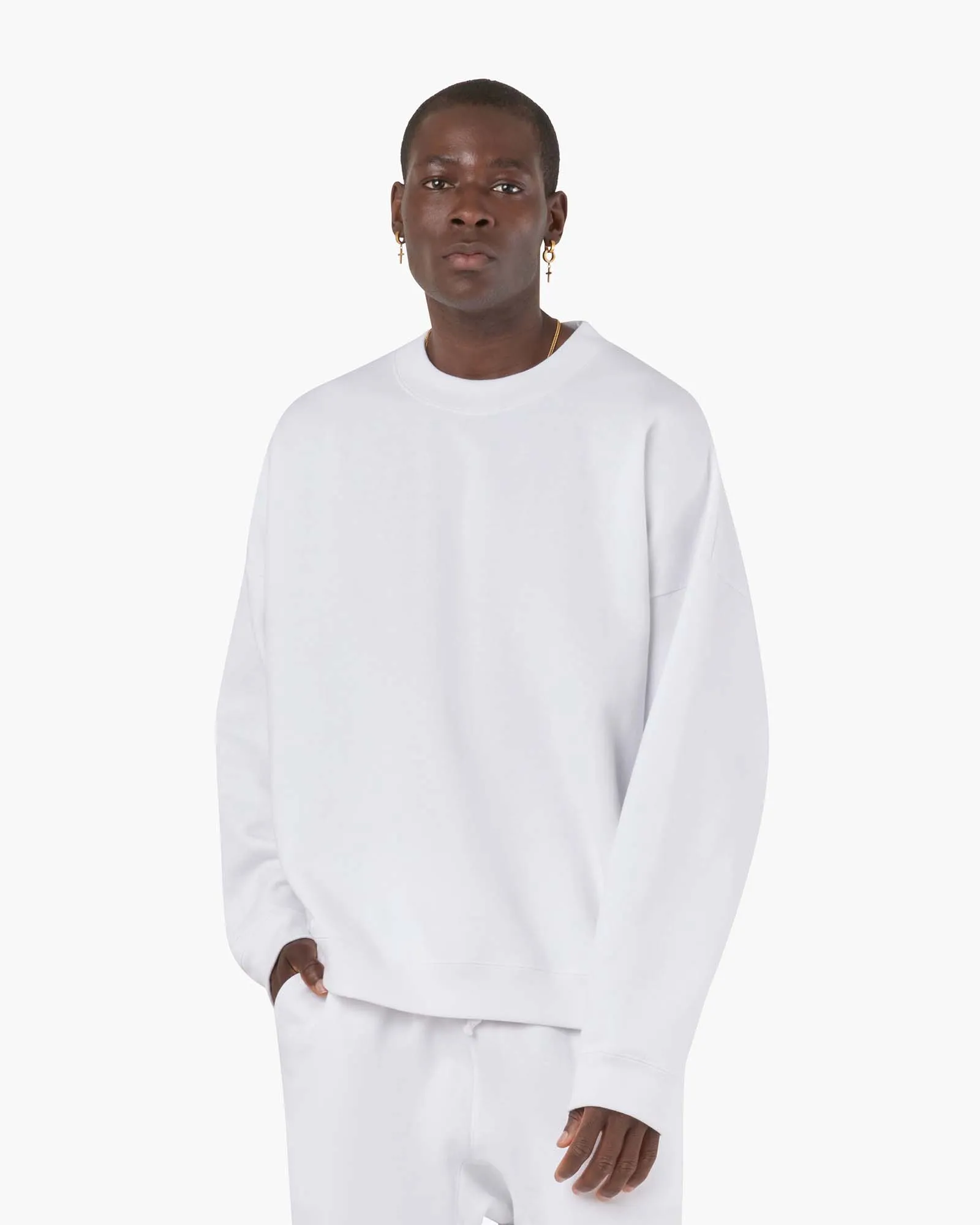 Core Fleece Crewneck - White sold by TKEES product image thumbnail 5