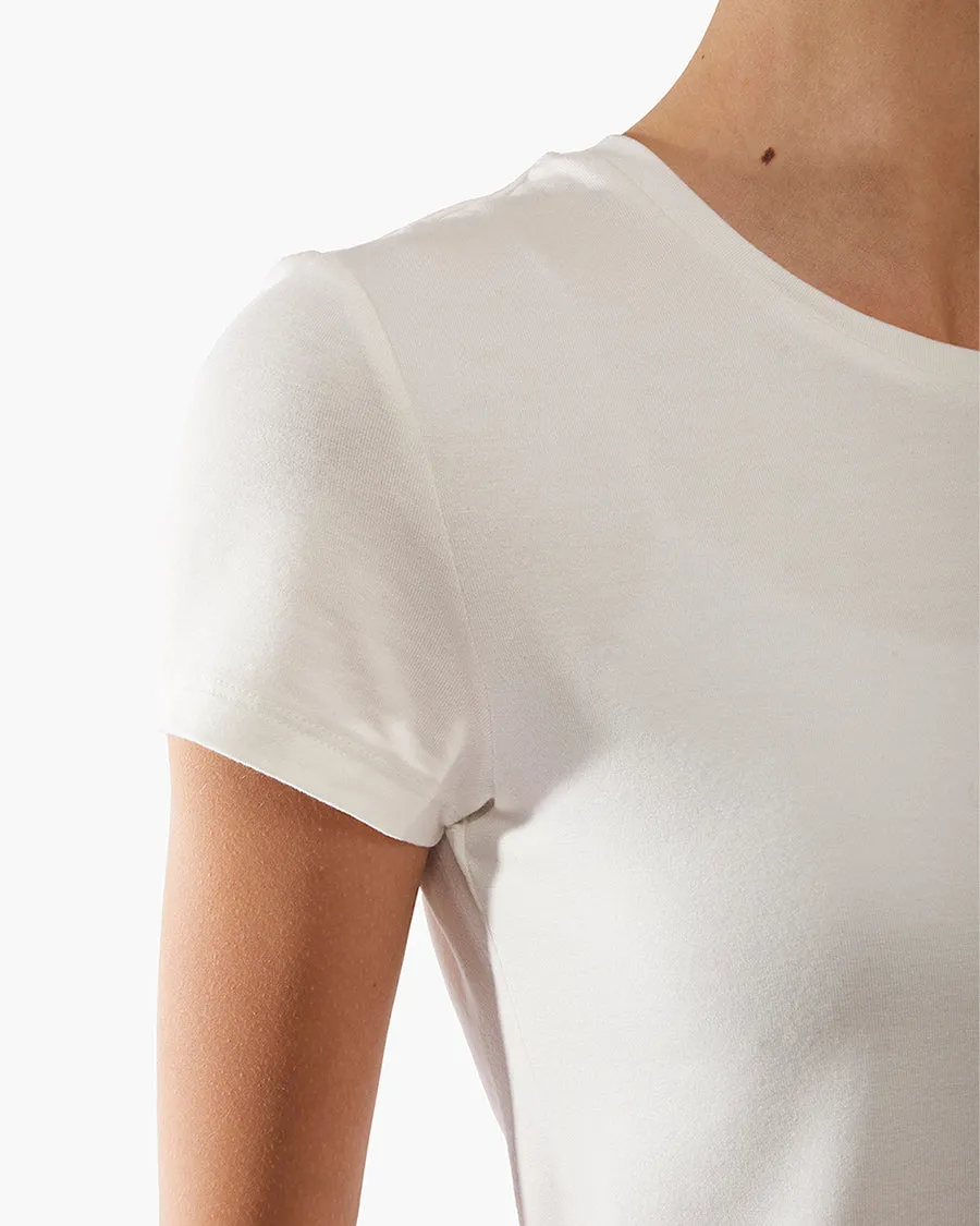 Short Sleeve Stretch Crewneck - Cream sold by TKEES product image thumbnail 4