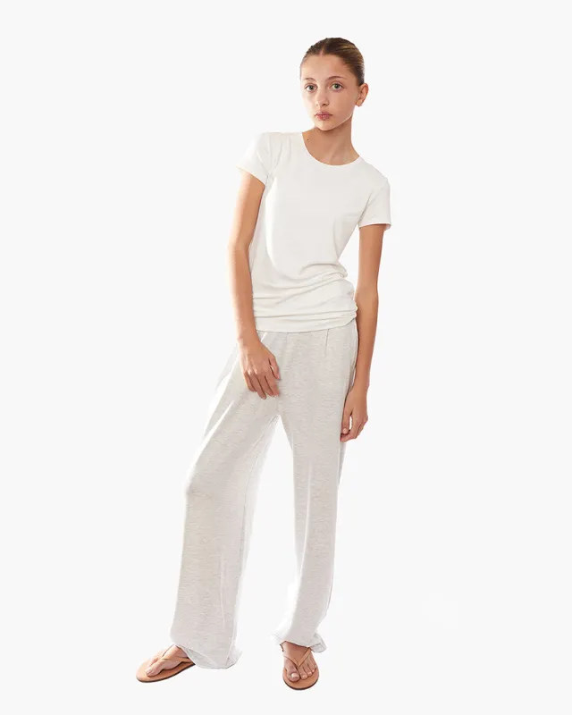 Short Sleeve Stretch Crewneck - Cream made by TKEES