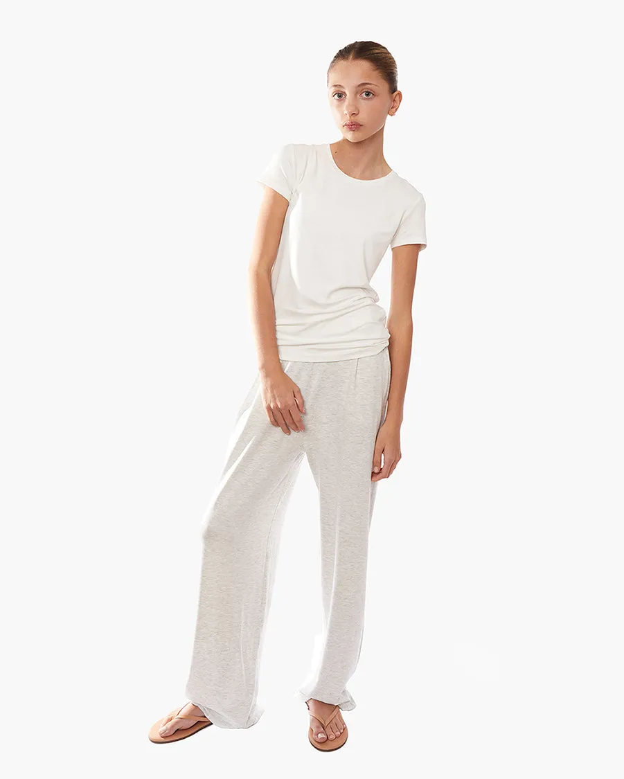 Short Sleeve Stretch Crewneck - Cream sold by TKEES