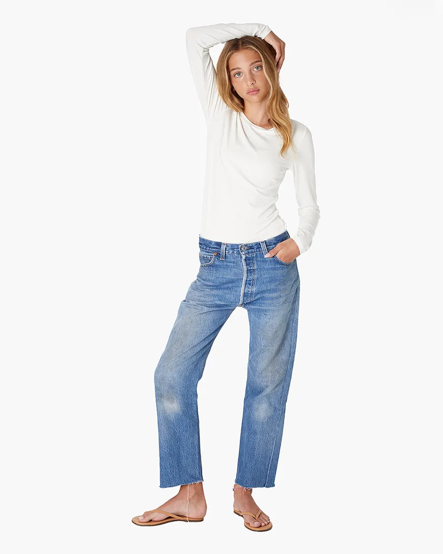 Long Sleeve Stretch Crewneck - Cream sold by TKEES