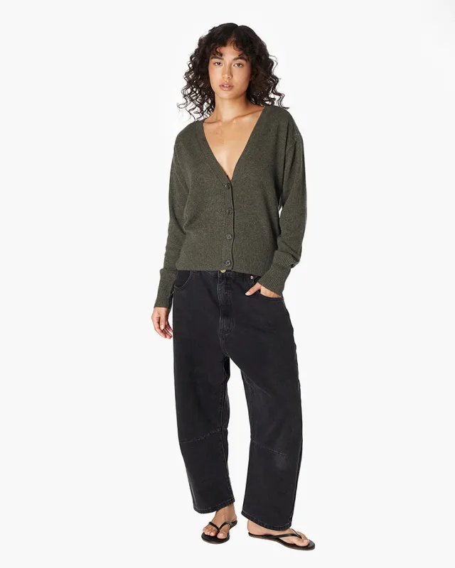 Cashmere V Neck Cardigan - Moss sold by TKEES