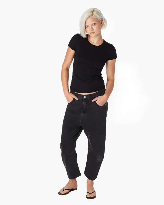 Short Sleeve Stretch Crewneck - Black made by TKEES