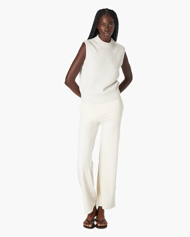 French Terry Wide Leg Pant - Cream sold by TKEES