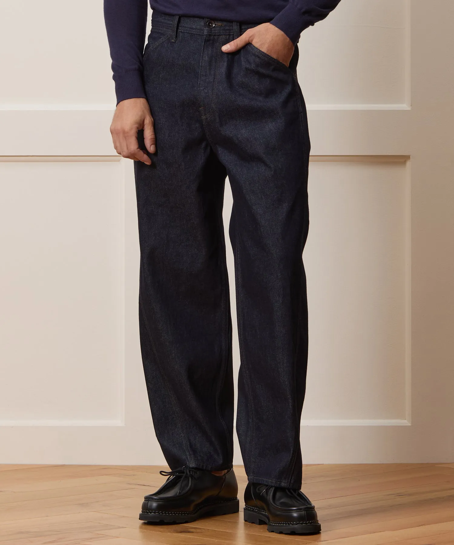 Relaxed Barrel Jean in Indigo Rinse sold by Todd Snyder product image thumbnail 2