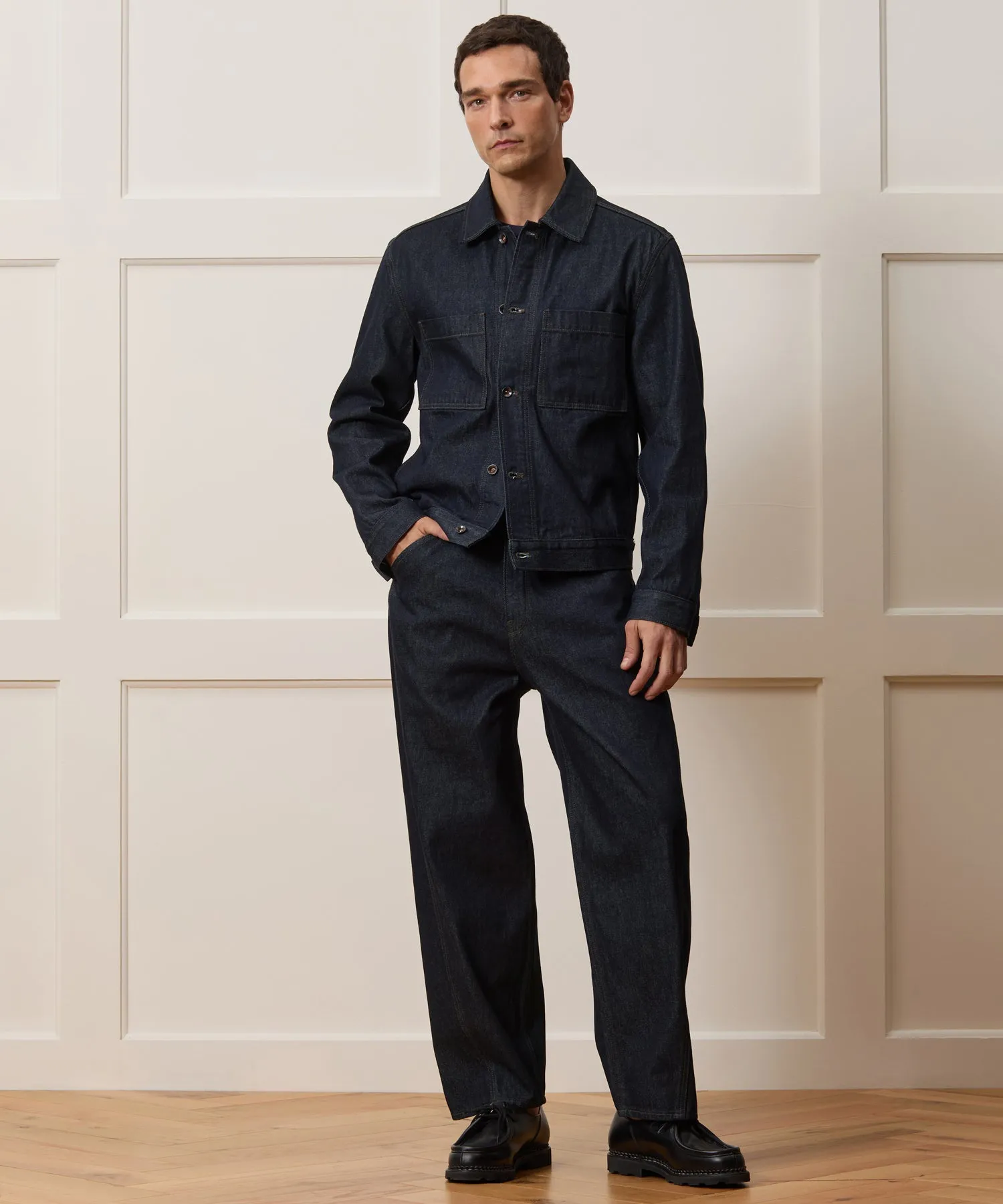 Relaxed Barrel Jean in Indigo Rinse sold by Todd Snyder product image thumbnail 3
