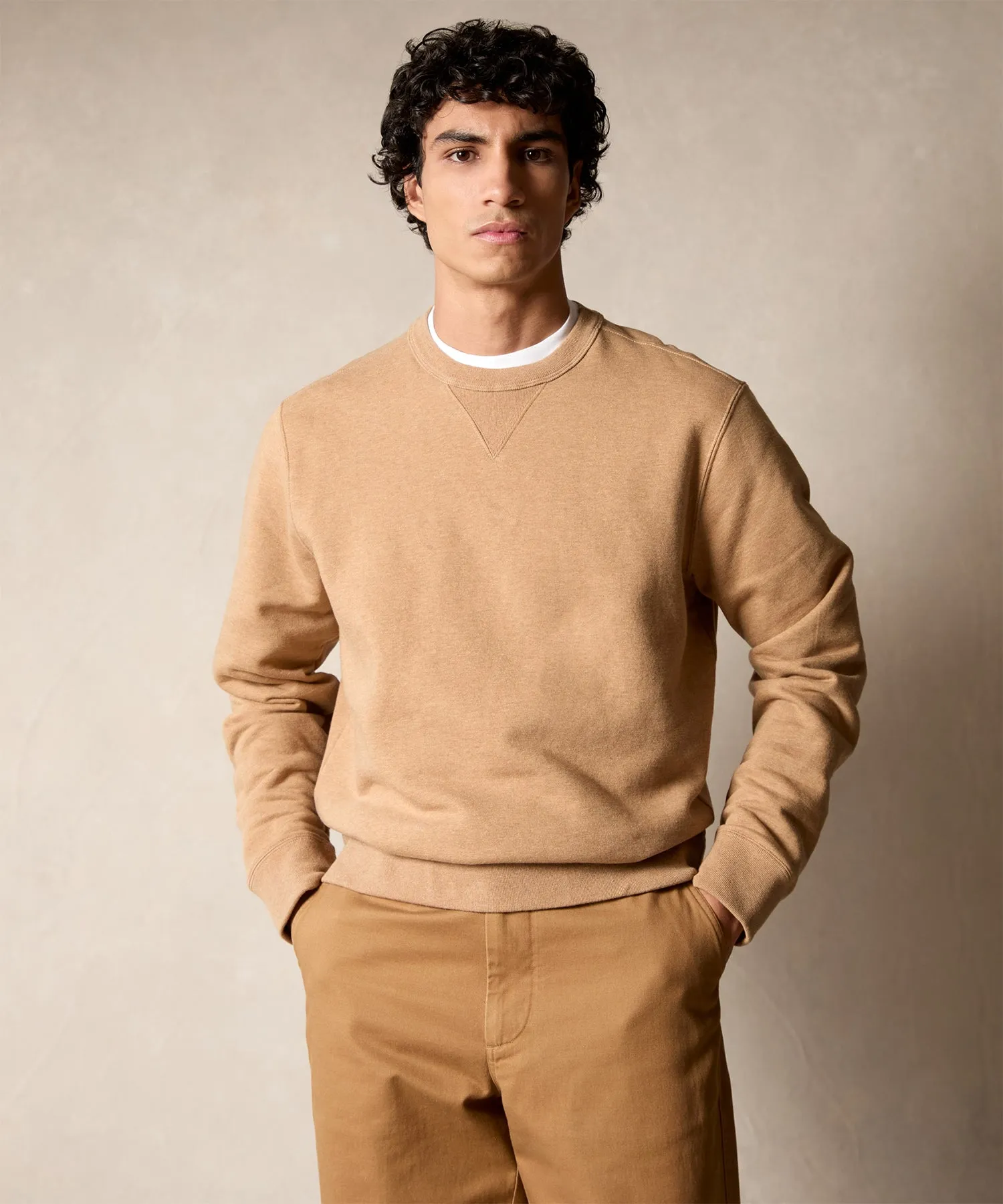 Cotton-Camelhair Fleece Sweatshirt in Camel sold by Todd Snyder product image thumbnail 2