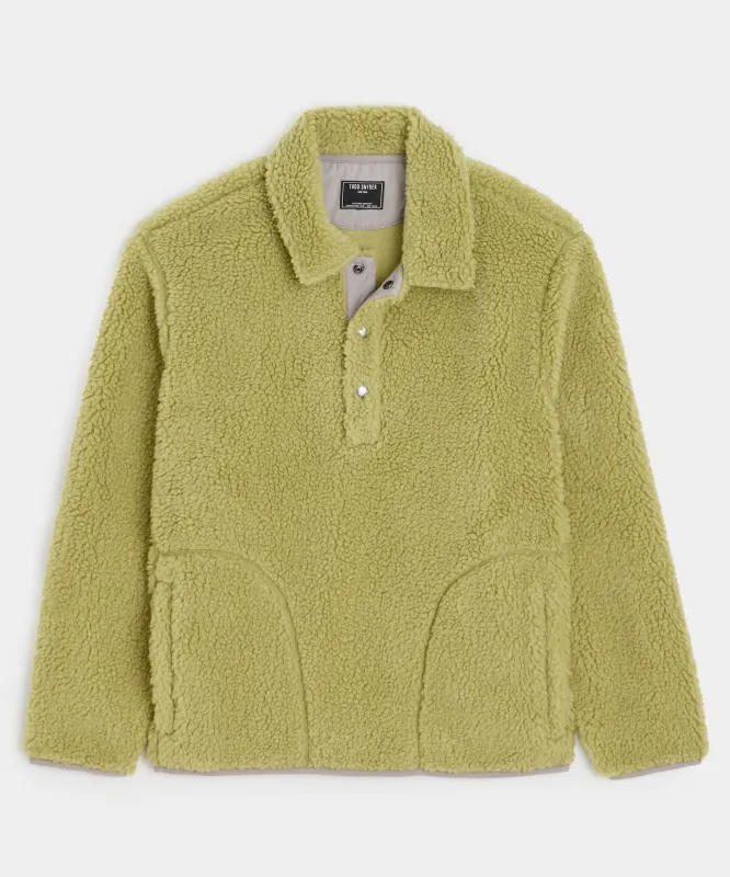 Sherpa Snap Pullover in Limeade sold by Todd Snyder