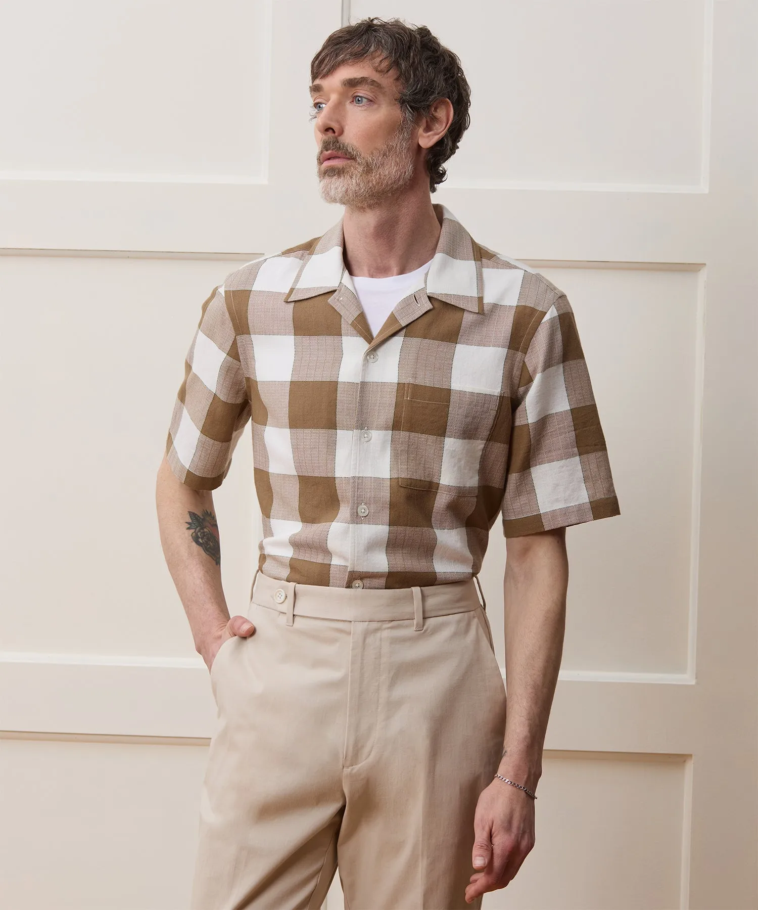 Cotton Check Camp Collar Shirt sold by Todd Snyder product image thumbnail 2