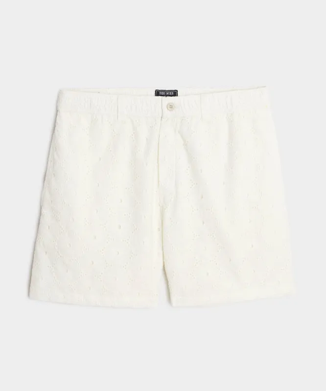 5" Embroidered Cotton Beachcomber Short sold by Todd Snyder
