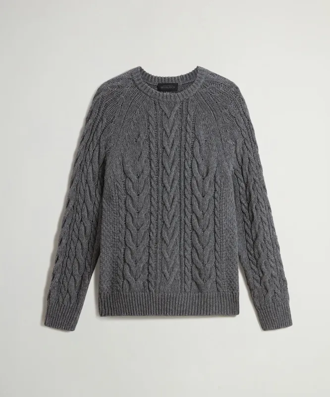 Todd Snyder x Woolrich Mouliné Cable Knit Crewneck sold by Todd Snyder