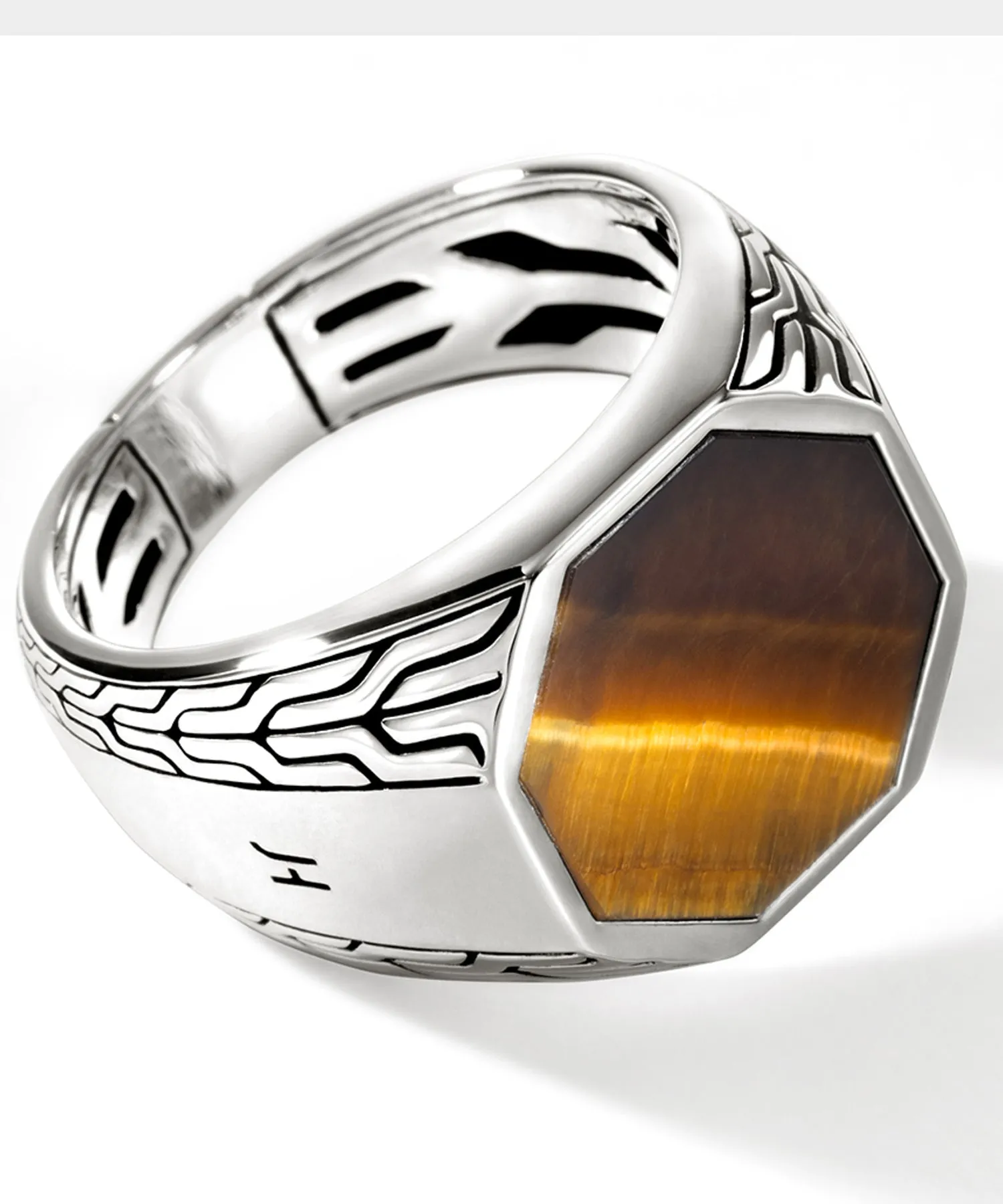 John Hardy Sterling Silver Octagon Signet Ring with Tiger Eye sold by Todd Snyder product image thumbnail 3
