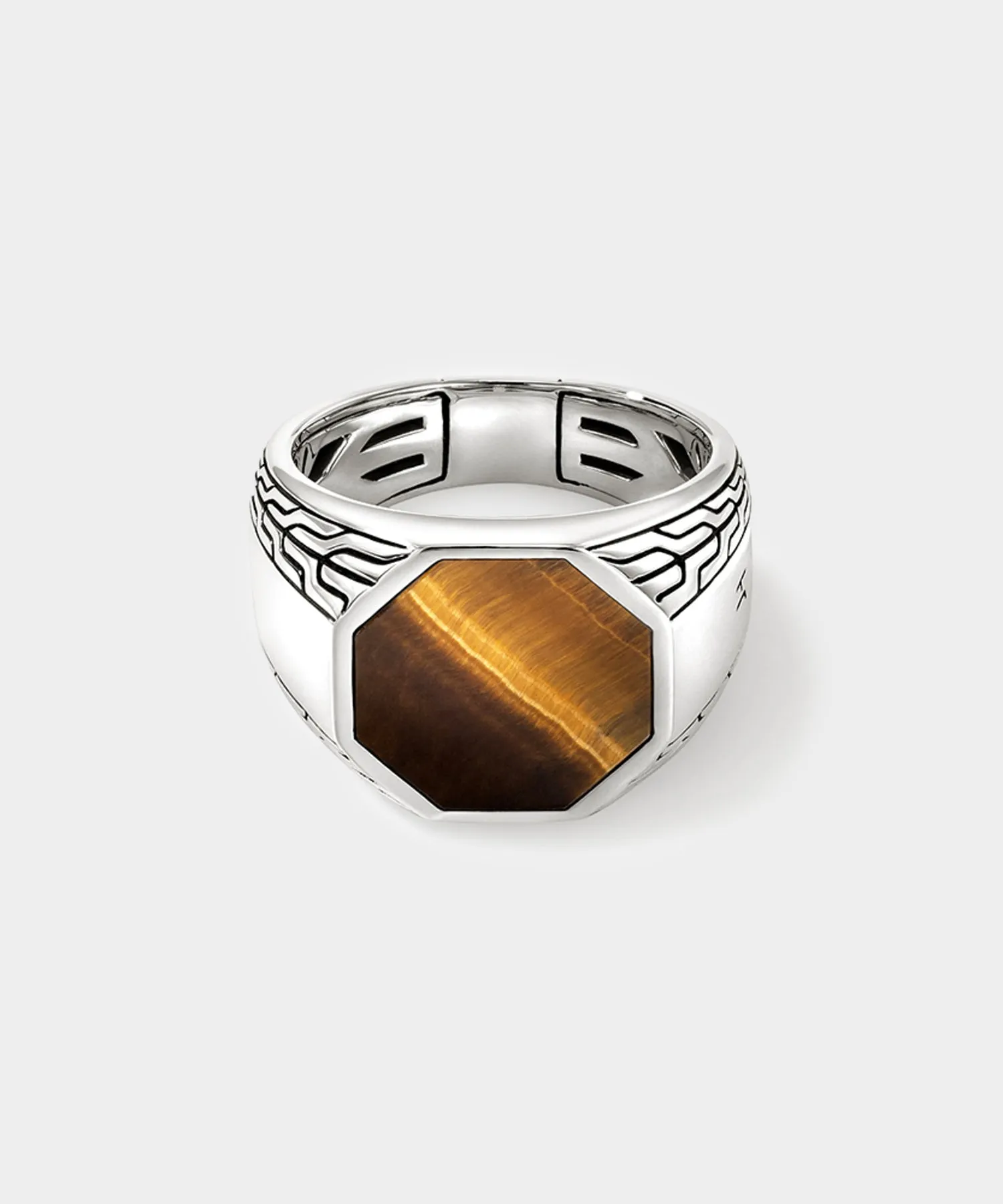 John Hardy Sterling Silver Octagon Signet Ring with Tiger Eye sold by Todd Snyder