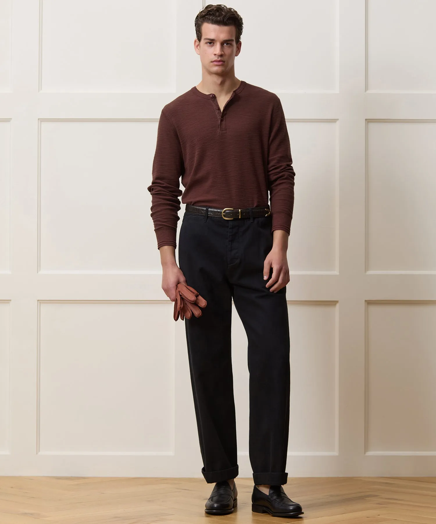 Lightweight Mini Waffle Henley sold by Todd Snyder product image thumbnail 3